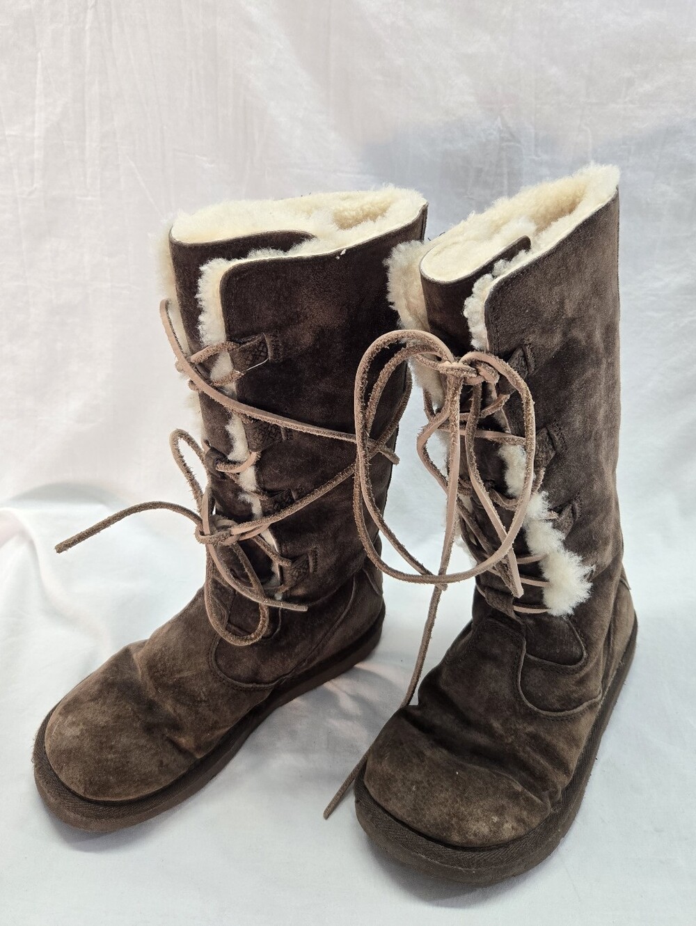 UGG Women's Size 7 Whitley Brown Suede Sheepskin Shearling Fur Boots
